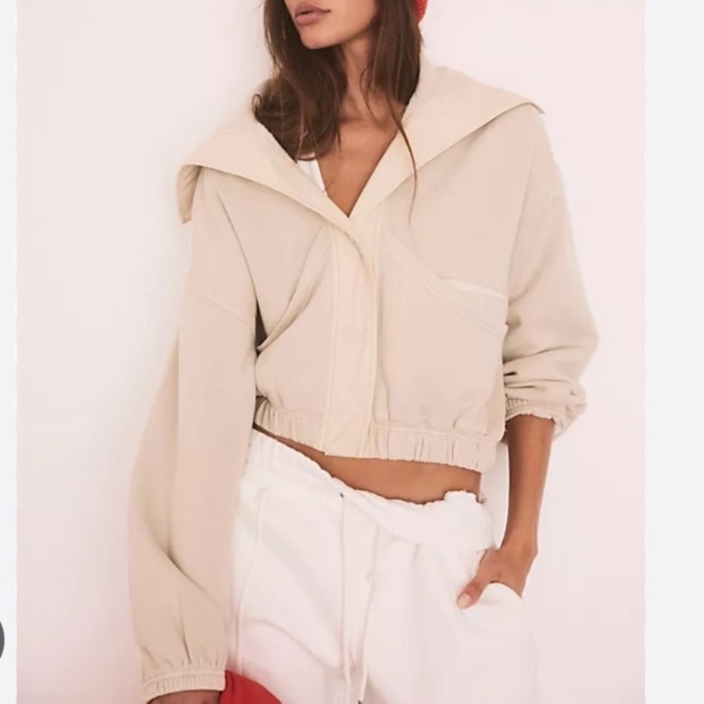 FP Movement Cream Bomber Jacket with Oversized Collar sz XS
